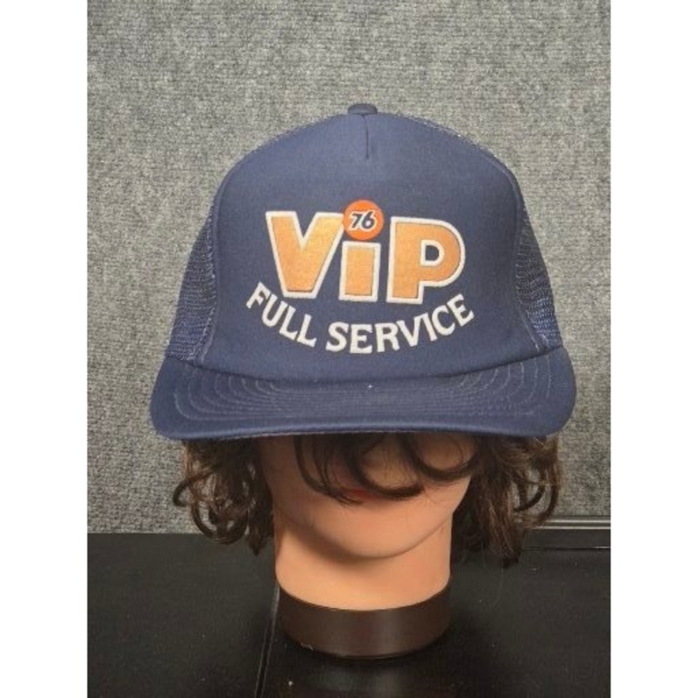 Vintage Sportcap 76 VIP Full Service Trucker Hat Navy‎ Blue Snapback Mesh Cap
